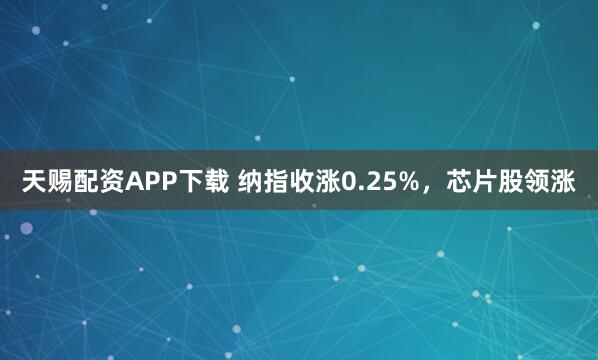 天赐配资APP下载 纳指收涨0.25%，芯片股领涨